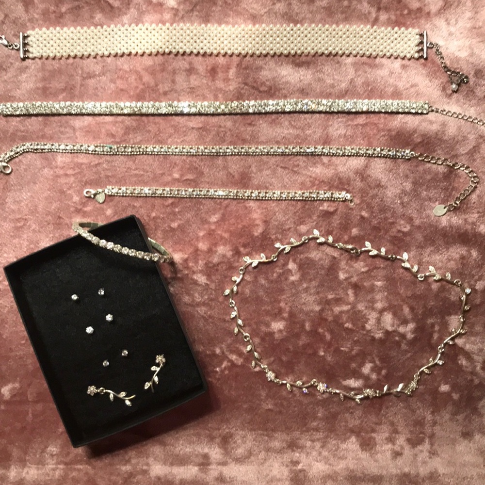 Evening party jewelry, pearl and rhinestone bundle